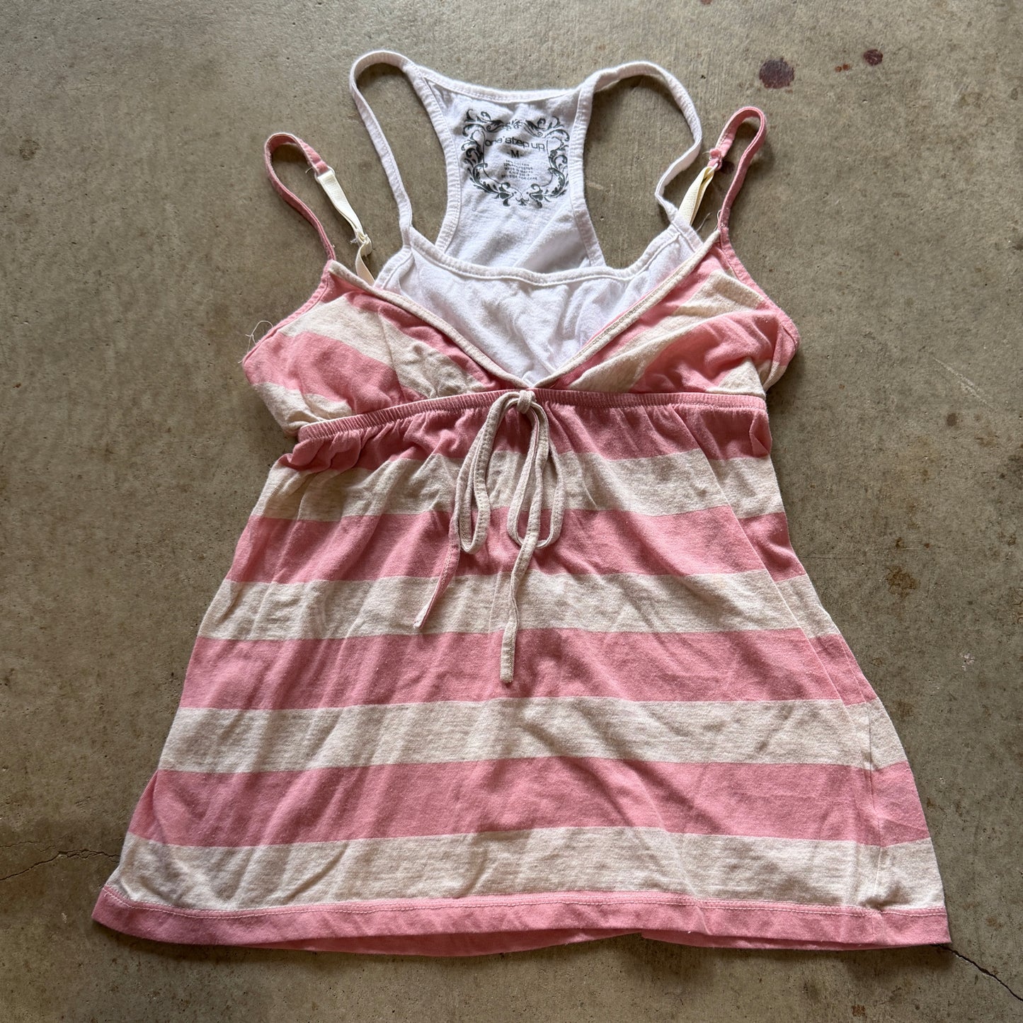 (M) one step up layered babydoll style top
