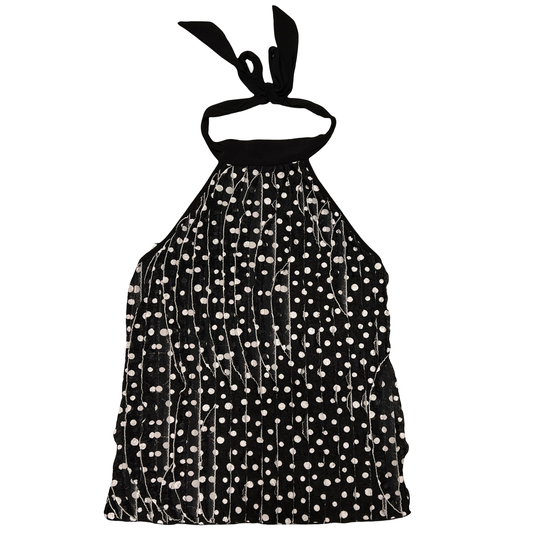 (L) a byer polka dot ruffle halter top