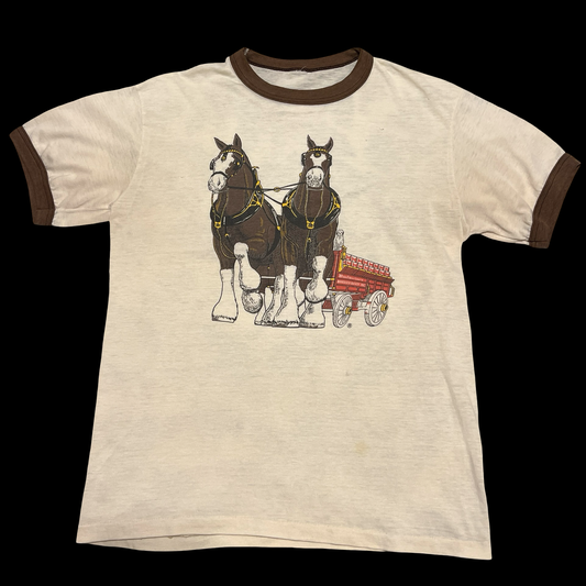 (S) vintage budweiser ringer tee