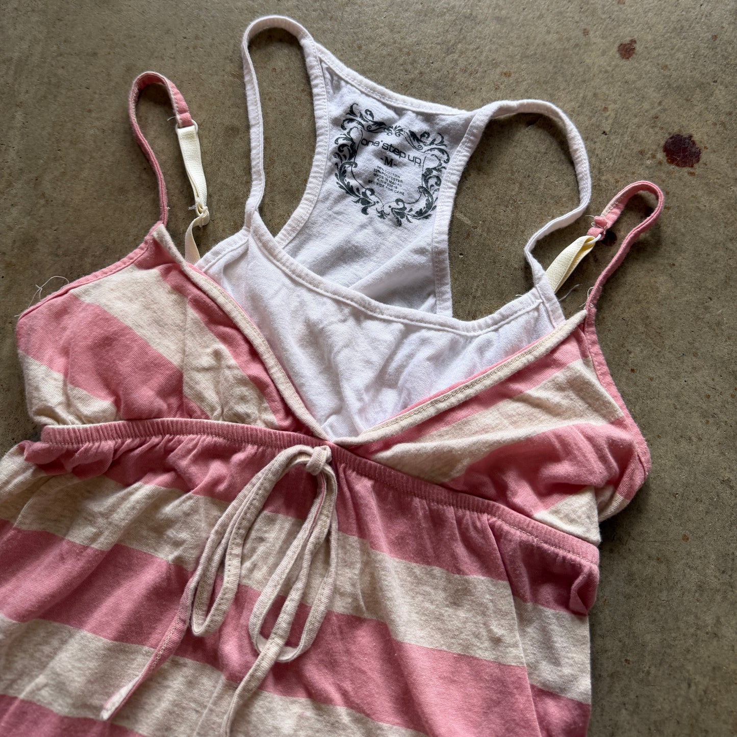 (M) one step up layered babydoll style top