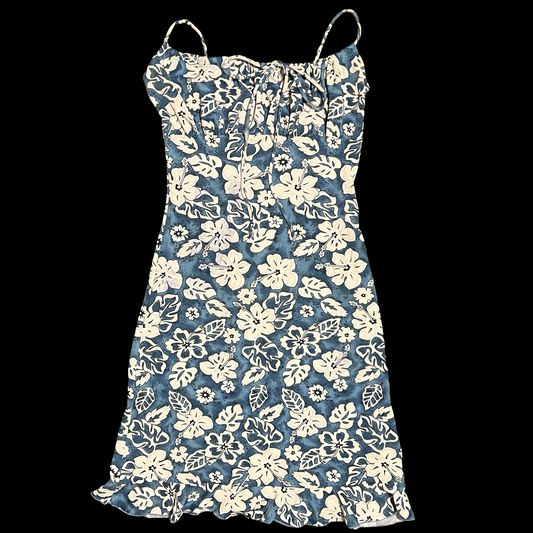 (S) papaya hibiscus mini dress
