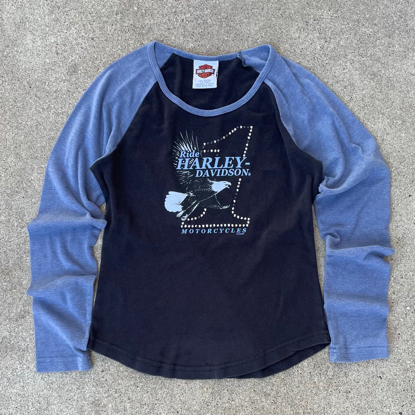 (M) 2005 harley davidson hollywood baseball baby tee