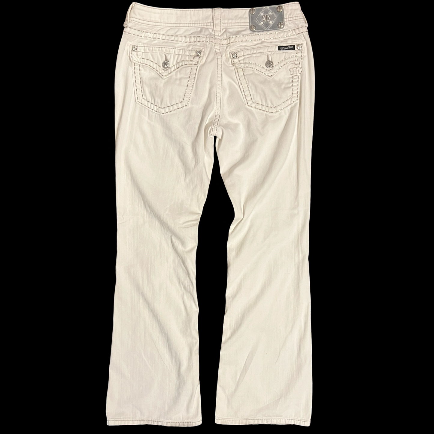 (34) miss me white boot jeans