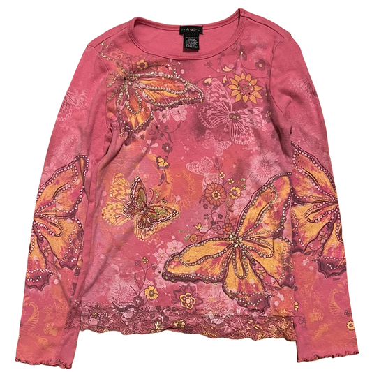 (L 12/14) fang butterfly baby tee long-sleeve