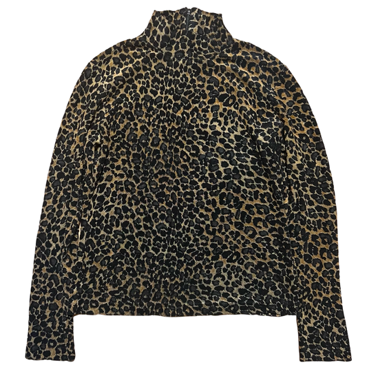 (S) french curve sheer cheetah mockneck long sleeve